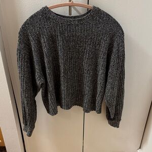Zara Dark Gray Ribbed Crew Neck Sweater